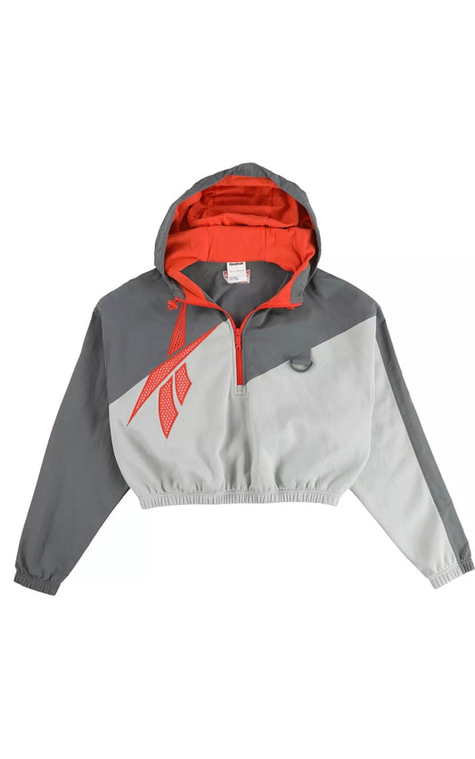 Reebok Cropped Jacket with Built In Utility Bag Two Tone Gray