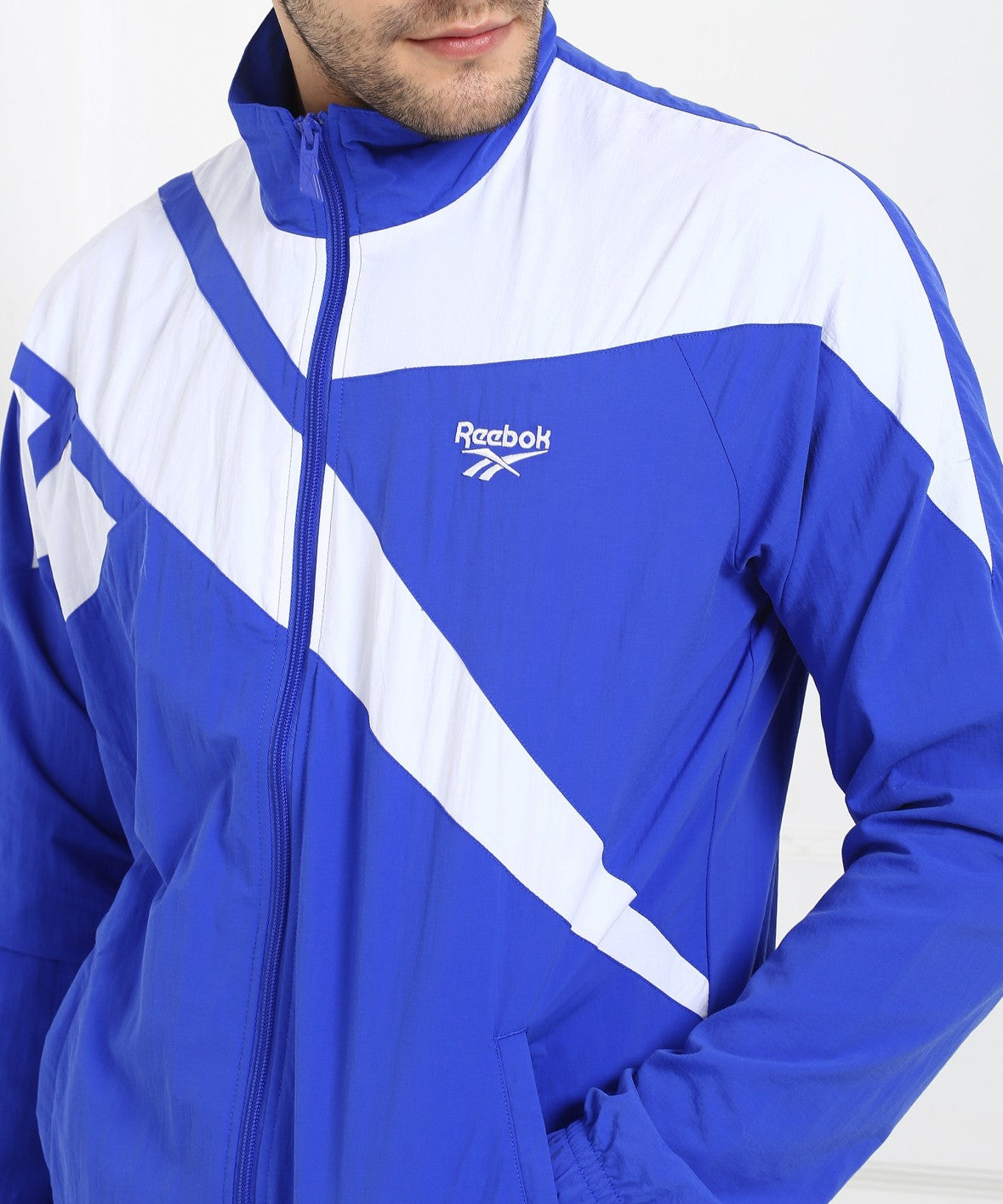 Reebok Unisex Zip Jacket – White & Blue